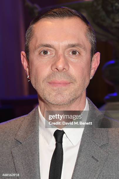 Shaun Leane attends the Samsung BlueHouse private view of the 'Alexander McQueen: Savage Beauty' exhibition at the Victoria & Albert Museum on March...