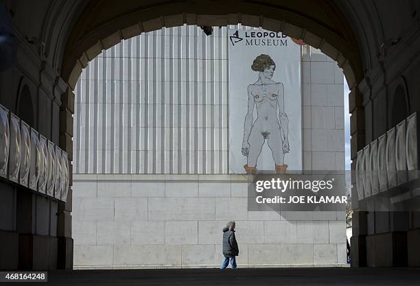Man walks by The Leopold Museum housed in the Museumsquartier of Vienna, Austria on March 30,2015. The Leopold Museum is home to one of the largest...