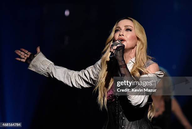 Singer Madonna performs onstage during the 2015 iHeartRadio Music Awards which broadcasted live on NBC from The Shrine Auditorium on March 29, 2015...