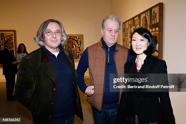 Galerist Pierre Passebon, Jacques Grange and French minister of Culture and Communication Fleur Pellerin attend the 'Les Clefs d'une Passion'...