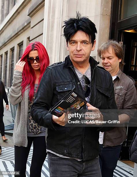 Gary Numan and his wife Gemma O'Neill are seen leaving the BBC Radio 2 Studios on September 23, 2012 in London, United Kingdom.