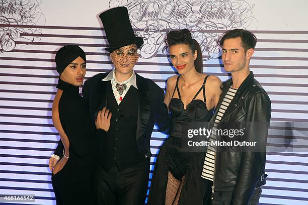 Ali Mahdavi and Marie Meyer attend the 'Jean Paul Gaultier Exhibition' : Photocall - At Grand Palais at Grand Palais on March 30, 2015 in Paris,...