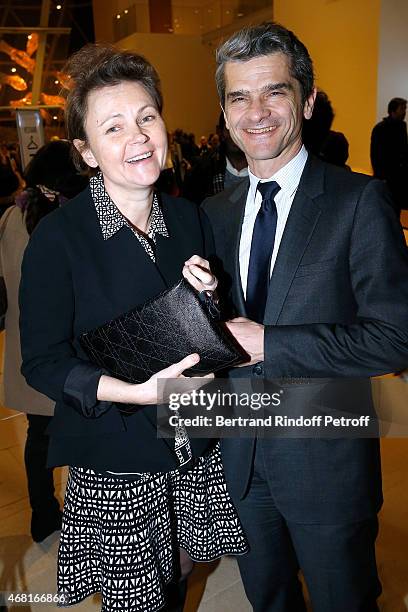 Chief operating officer of Christian Dior Couture, Serge Brunschwig with his wife Valerie Brunschwig attend the 'Les Clefs d'une Passion' Exhibition...