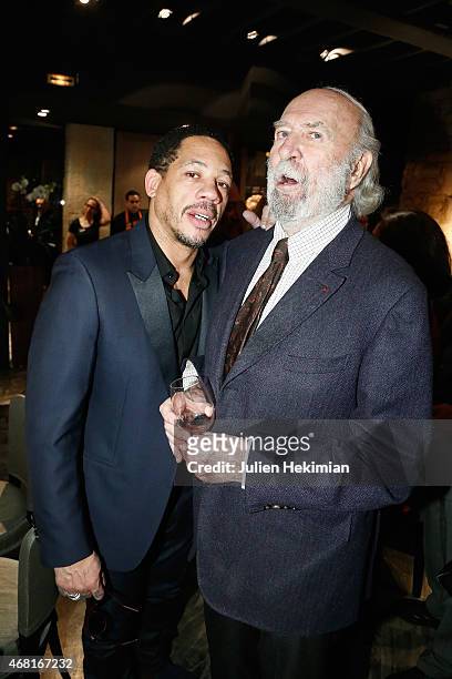 Jean Pierre Marielle and Joey Starr attend 'L'Atelier Maitre Albert' Cocktail In Paris on March 30, 2015 in Paris, France.