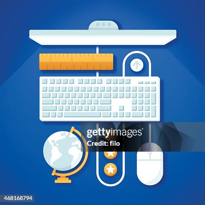 Blue Computer Desktop Workspace High-Res Vector Graphic - Getty Images