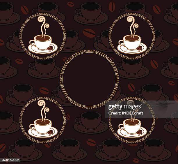coffee cups seamless pattern - drinking espresso stock illustrations