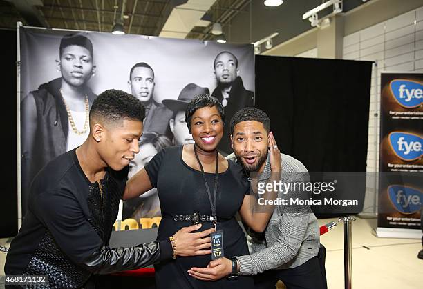 Bryshere Y. Gray, Cheron Sanders and Jussie Smollett attend the "Empire" cast CD signing Oakland Mall Center on March 26, 2015 in Troy, Michigan.