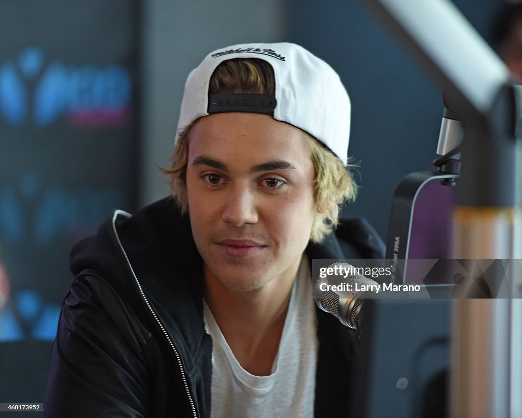Justin Bieber And Skrillex Visit Y100 Radio Station
