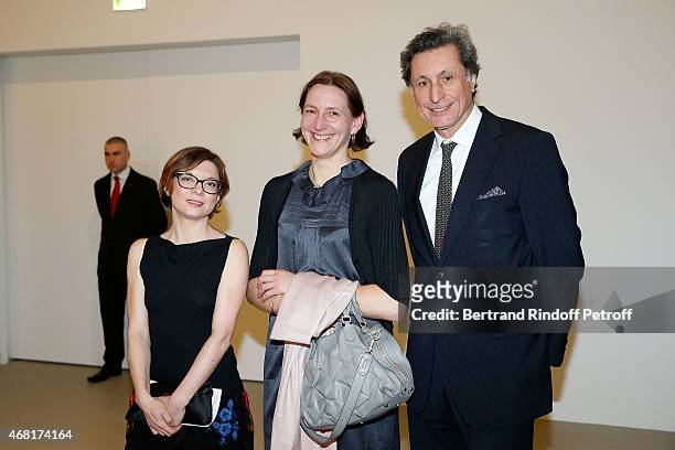 Marianne Mathieu, Anne Robbins and Patrick de Carolis attend 'Les Clefs d'Une Passion' Exhibition Preview at Fondation Louis Vuitton on March 29,...