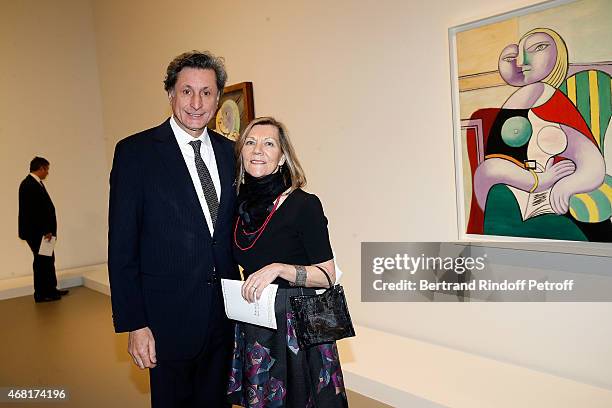 Patrick de Carolis and his wife Caroll Ann attends 'Les Clefs d'Une Passion' Exhibition Preview at Fondation Louis Vuitton on March 29, 2015 in...