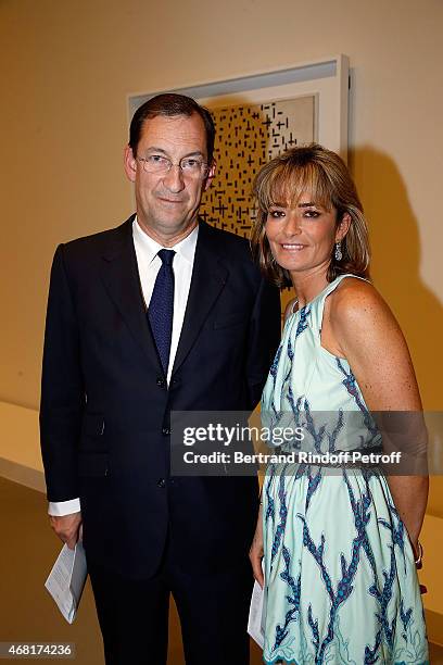 Nicolas Bazire and his wife attends 'Les Clefs d'Une Passion' Exhibition Preview at Fondation Louis Vuitton on March 29, 2015 in Paris, France.