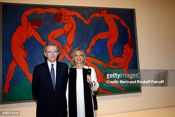 Bernard Arnault and Helene Arnault attend 'Les Clefs d'Une Passion' Exhibition Preview at Fondation Louis Vuitton on March 29, 2015 in Paris, France.
