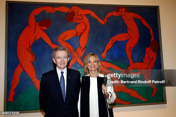 Bernard Arnault and Helene Arnault attend 'Les Clefs d'Une Passion' Exhibition Preview at Fondation Louis Vuitton on March 29, 2015 in Paris, France.