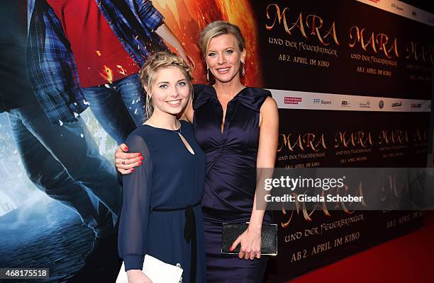 Lilian, Lilly Prent and Eva Habermann during the Munich premiere of the film 'Mara und der Feuerbringer' at Arri Kino on March 30, 2015 in Munich,...