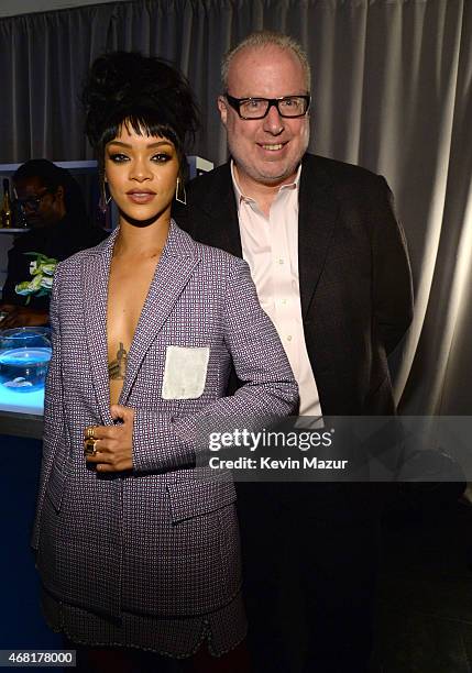 Rihanna and Def Jam CEO Steve Bartels attend the Tidal launch event #TIDALforALL at Skylight at Moynihan Station on March 30, 2015 in New York City.