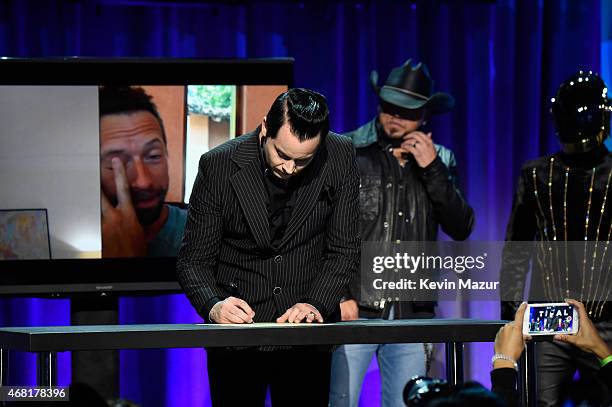 Jack White attends the Tidal launch event #TIDALforALL at Skylight at Moynihan Station on March 30, 2015 in New York City.