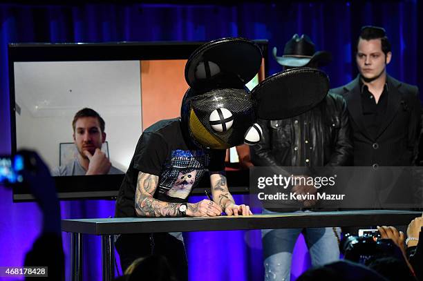 Deadmau5 attends the Tidal launch event #TIDALforALL at Skylight at Moynihan Station on March 30, 2015 in New York City.