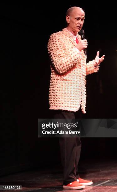 American film director and screenwriter John Waters performs his one-man show 'This Filthy World' at the Volksbuehne on February 9, 2014 in Berlin,...