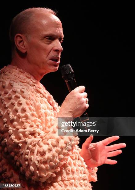 American film director and screenwriter John Waters performs his one-man show 'This Filthy World' at the Volksbuehne on February 9, 2014 in Berlin,...