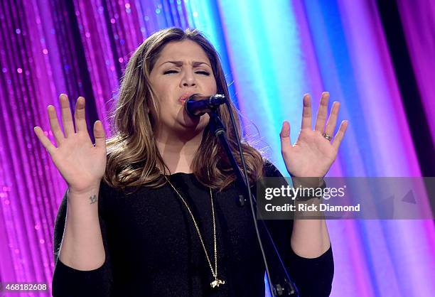 Hillary Scott of Lady Antebellum performs at the T.J. Martell Foundation's 7th Annual Nashville Honors Gala at Omni Hotel Downtown on March 30, 2015...