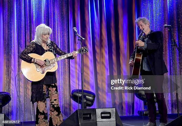 EmmyLou Harris and Rodney Crowell perform at the T.J. Martell Foundation's 7th Annual Nashville Honors Gala at Omni Hotel Downtown on March 30, 2015...