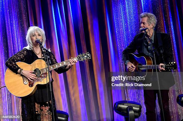 EmmyLou Harris and Rodney Crowell perform at the T.J. Martell Foundation's 7th Annual Nashville Honors Gala at Omni Hotel Downtown on March 30, 2015...