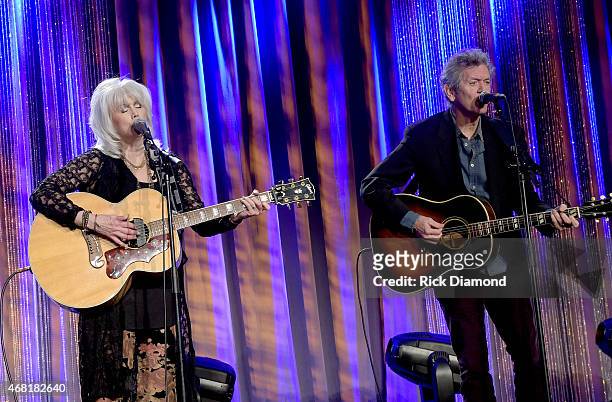 EmmyLou Harris and Rodney Crowell perform at the T.J. Martell Foundation's 7th Annual Nashville Honors Gala at Omni Hotel Downtown on March 30, 2015...
