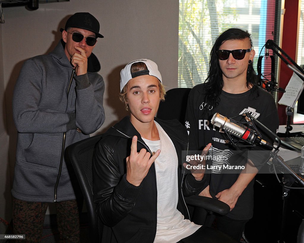 Justin Bieber And Skrillex Visit Hits 97.3 Radio Station