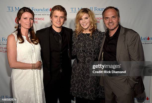 Lifetime Humanitarian Award honoree Rev. Becca Stevens, Levi Hummon, Alison Krauss, and Marcus Hummon attend the T.J. Martell Foundation's 7th Annual...