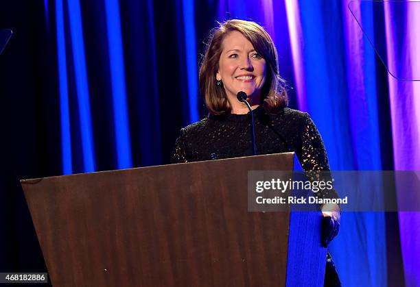 First Lady of Tennessee Crissy Haslam presents at the T.J. Martell Foundation's 7th Annual Nashville Honors Gala at Omni Hotel Downtown on March 30,...