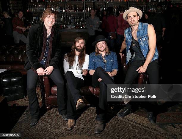 Musicians Bill Satcher, Graham DeLoach, Michael Hobby and Zach Brown of the band A Thousand Horses attend at A Thousand Horses presented by...