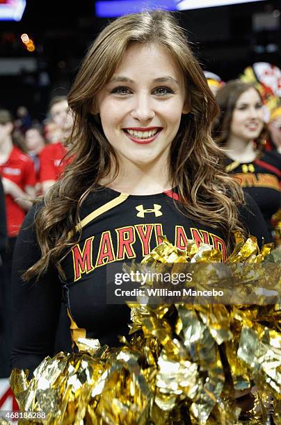 Cheerleader for the Maryland Terrapins performs during the game against the Tennessee Lady Vols in the 2015 NCAA Division I Women's Basketball...