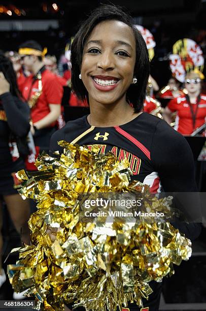 Cheerleader for the Maryland Terrapins performs during the game against the Tennessee Lady Vols in the 2015 NCAA Division I Women's Basketball...