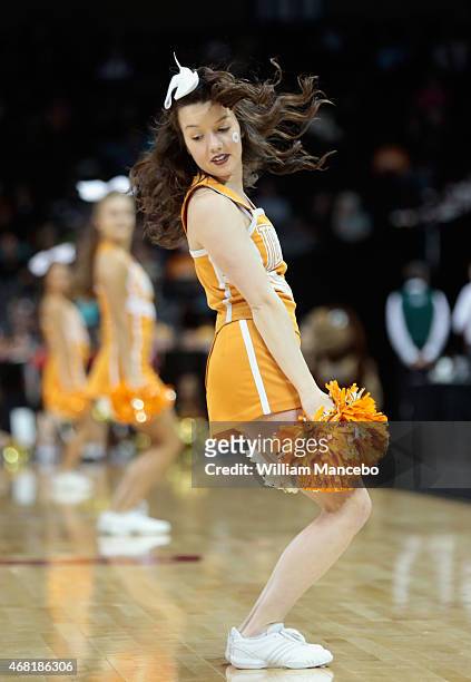 Cheerleader for the Tennessee Lady Vols performs during the game against the Maryland Terrapins in the 2015 NCAA Division I Women's Basketball...