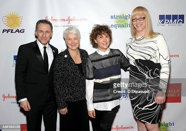 Jody M. Huckaby, Jean Hodges, Jill Soloway and Allyson Dylan Robinson attend the 7th Annual PFLAG National Straight For Equality Awards Gala at The...