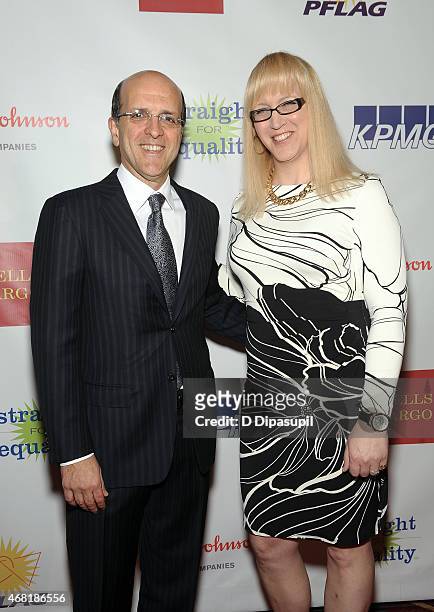 Jorge Mesquita and Allyson Dylan Robinson attend the 7th Annual PFLAG National Straight For Equality Awards Gala at The New York Marriott Marquis on...