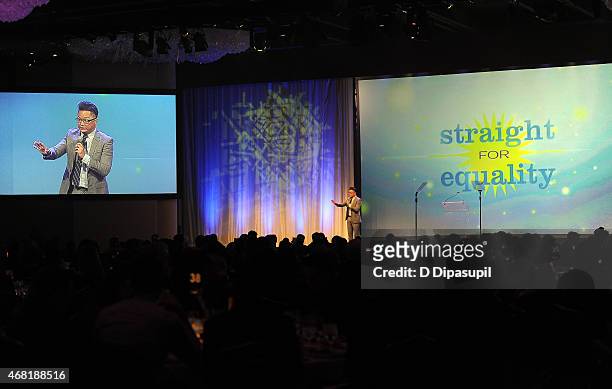 Actor Alec Mapa speaks onstage at the 7th Annual PFLAG National Straight For Equality Awards Gala at The New York Marriott Marquis on March 30, 2015...