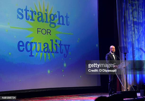President of West Elm Jim Brett speaks onstage at the 7th Annual PFLAG National Straight For Equality Awards Gala at The New York Marriott Marquis on...