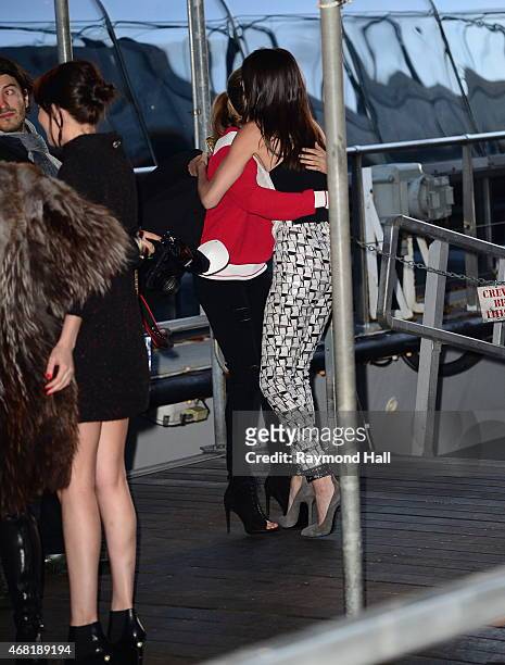 Model Cara DelevingneDakota Johnson and Kendall Jenner are seen Chanel Party on Yacht at Chelsea Pier on March 30, 2015 in New York City. Photo by...