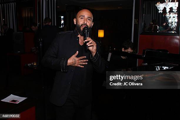 Musician Raul Pacheco of Ozomatli attends Immigration Non-profit PorTiYo launch party with Performances by Los Dreamers at Riviera 31 on March 26,...