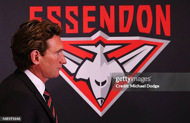Bombers head coach James Hird leaves after speaking to media at Essendon Bombers headquarters after Essendon players were found not guilty from the...