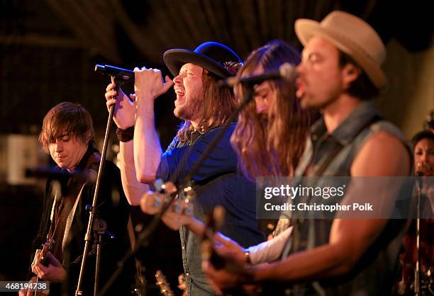 Musician Michael Hobby performs onstage during A Thousand Horses presented by BMLG/Republic Nashville at The Sayers Club on March 30, 2015 in...