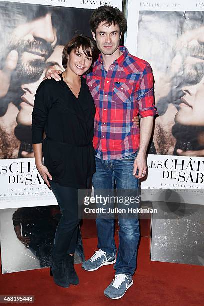 Emma de Caunes and Yannick Renier attend 'Les CHateaux De Sable' Paris Premiere At UGC Cine Cite Les Halles on March 30, 2015 in Paris, France.