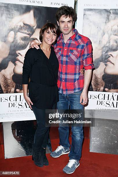 Emma de Caunes and Yannick Renier attend 'Les CHateaux De Sable' Paris Premiere At UGC Cine Cite Les Halles on March 30, 2015 in Paris, France.