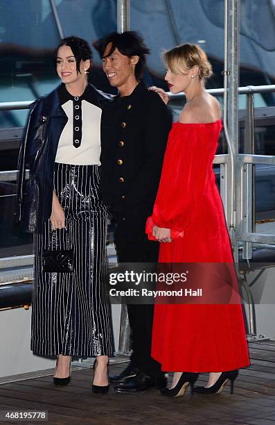 Singer Katy Perry is seen at the Chanel yacht party at Chelsea Pier on March 30, 2015 in New York City.