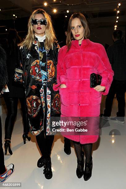 Ioanna Gika and filmmaker Liz Goldwyn attend the Ralph Rucci fashion show during Mercedes-Benz Fashion Week Fall 2014 on February 9, 2014 in New York...