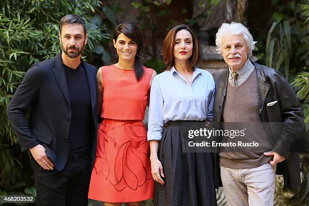 Raoul Bova, Valeria Solarino, Ambra Agiolini and Michele Placido attend the 'La Scelta' photocall at Via Delle Quattro Fontane on March 31, 2015 in...