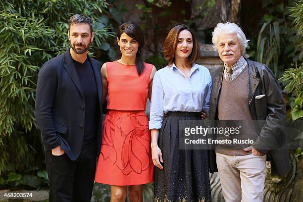 Raoul Bova, Valeria Solarino, Ambra Agiolini and Michele Placido attend the 'La Scelta' photocall at Via Delle Quattro Fontane on March 31, 2015 in...