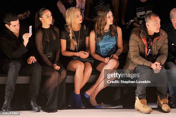 Jesse Metcalfe, Cara Santana, Cassidy Wolf, Erin Brady, and Joe Zee attend the Meskita fashion show during Mercedes-Benz Fashion Week Fall 2014 at...