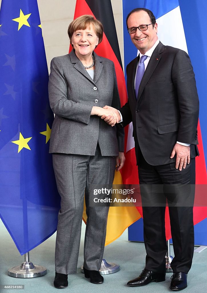 German Chancellor Angela Merkel - French President Francois Hollande press conference in Berlin